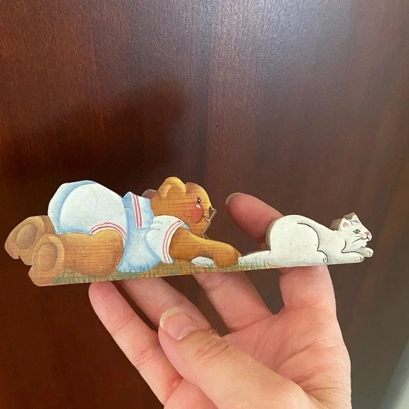 Lot of 4 Folk Art Hand Painted Bear & Duck Wood Decor Artist Signed D. Martin - Picture 2 of 12